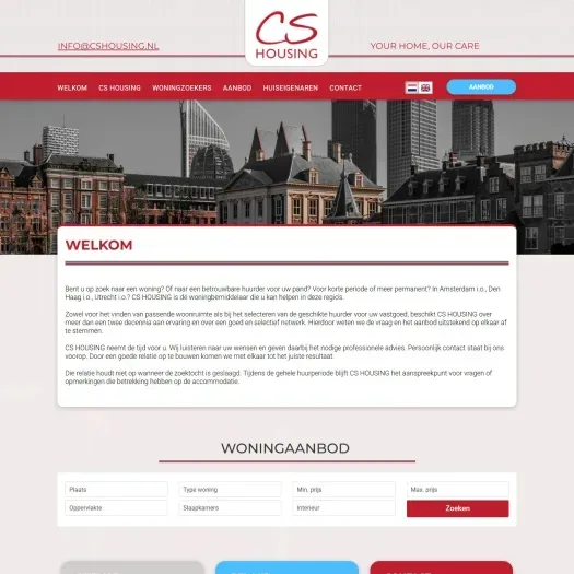 Screenshot of the website of www.cshousing.nl
