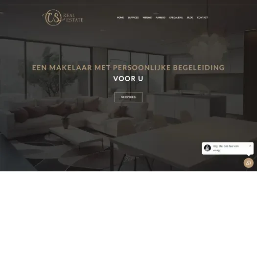 Screenshot van de website van www.csrealestate.nl