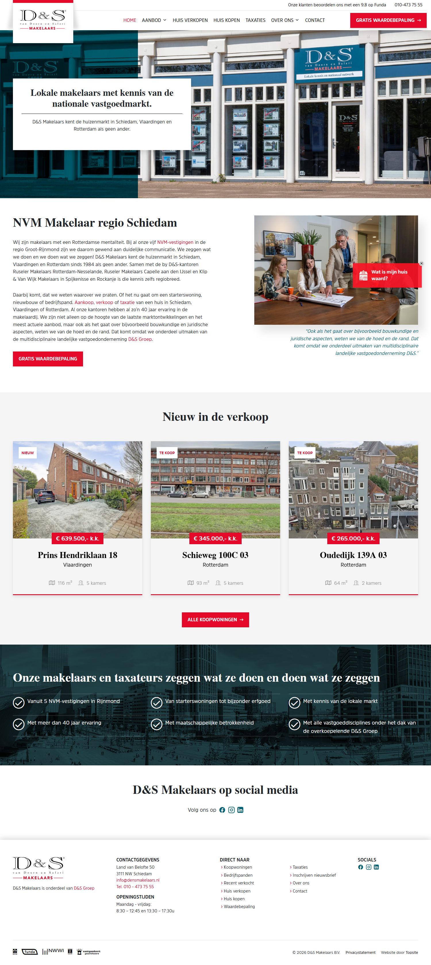 Screenshot van de website van www.densmakelaars.nl