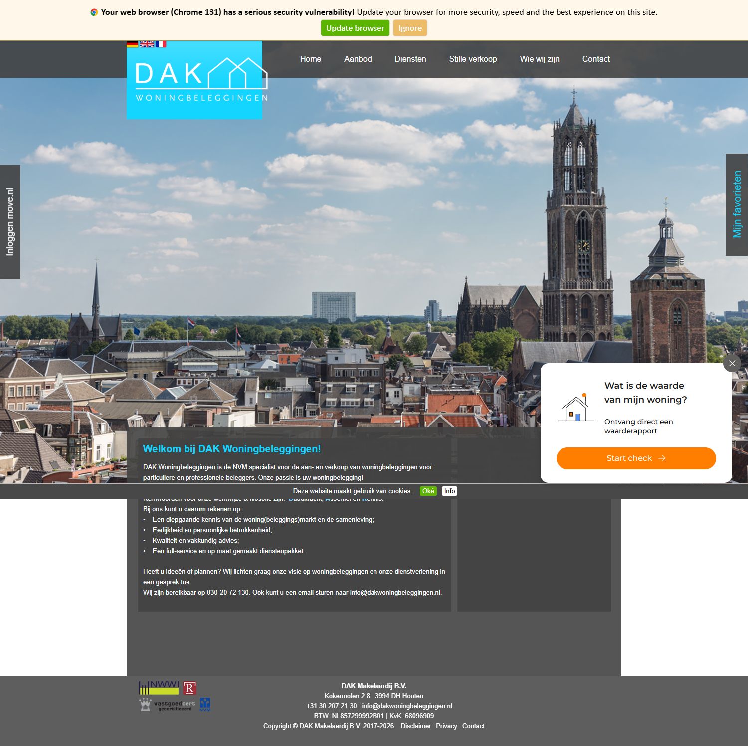 Screenshot van de website van www.dakwoningbeleggingen.nl