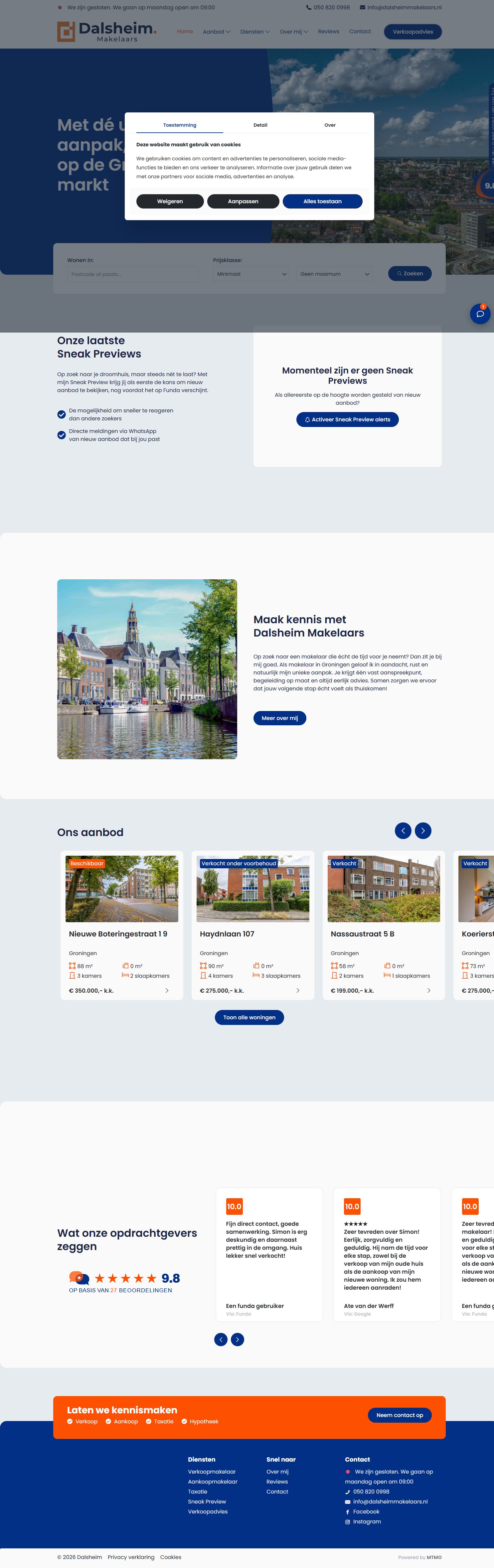 Screenshot van de website van www.dalsheimmakelaars.nl