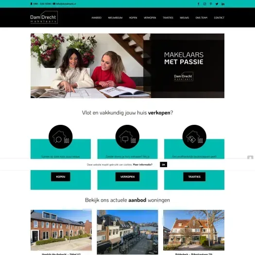 Screenshot van de website van www.damdrecht.nl
