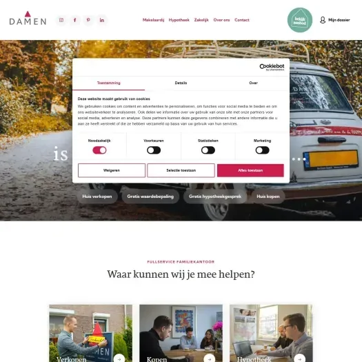 Screenshot van de website van www.damen-og.nl