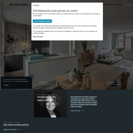 Screenshot der Website von www.ddbmakelaardij.nl
