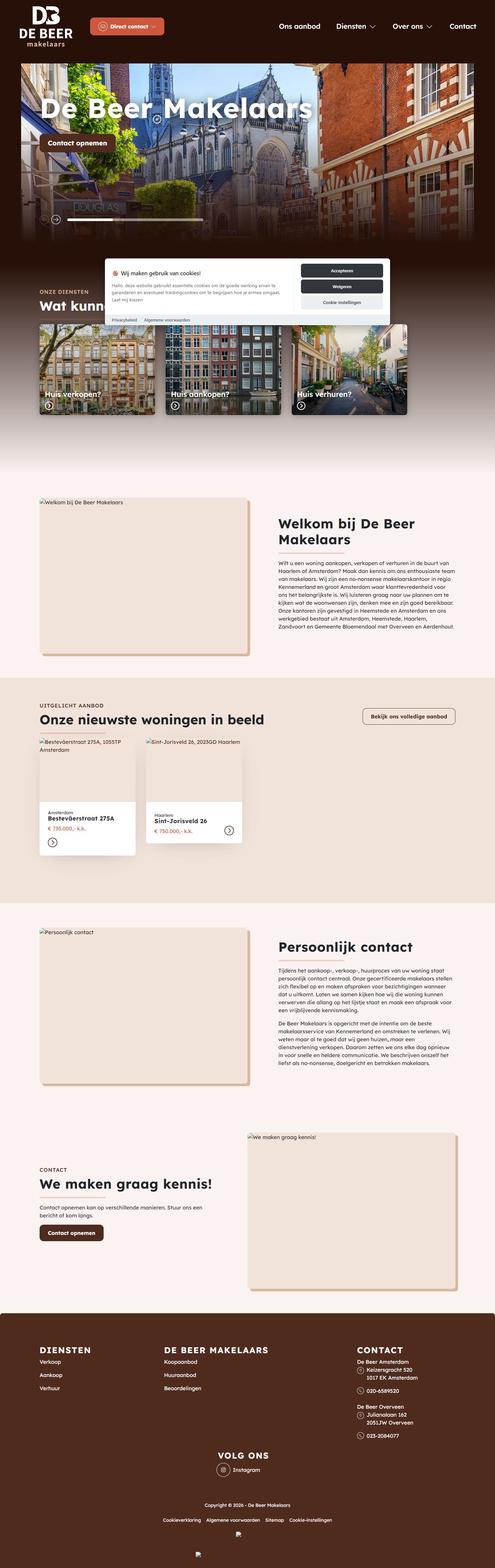 Screenshot van de website van www.debeermakelaars.nl