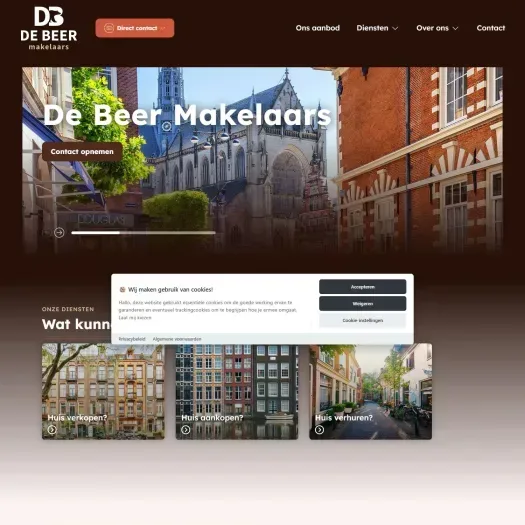 Screenshot van de website van www.debeermakelaars.nl
