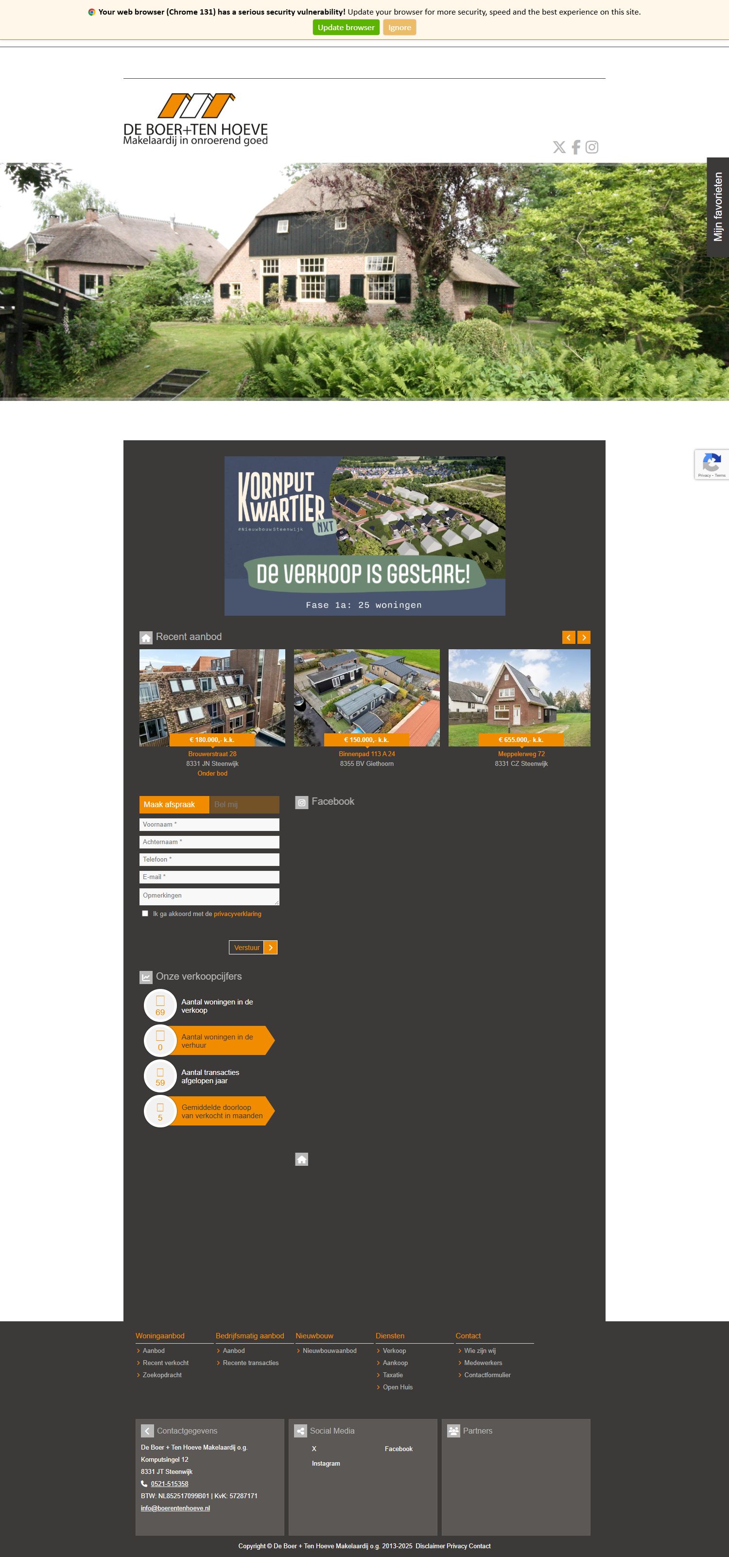 Screenshot van de website van www.boerentenhoeve.nl