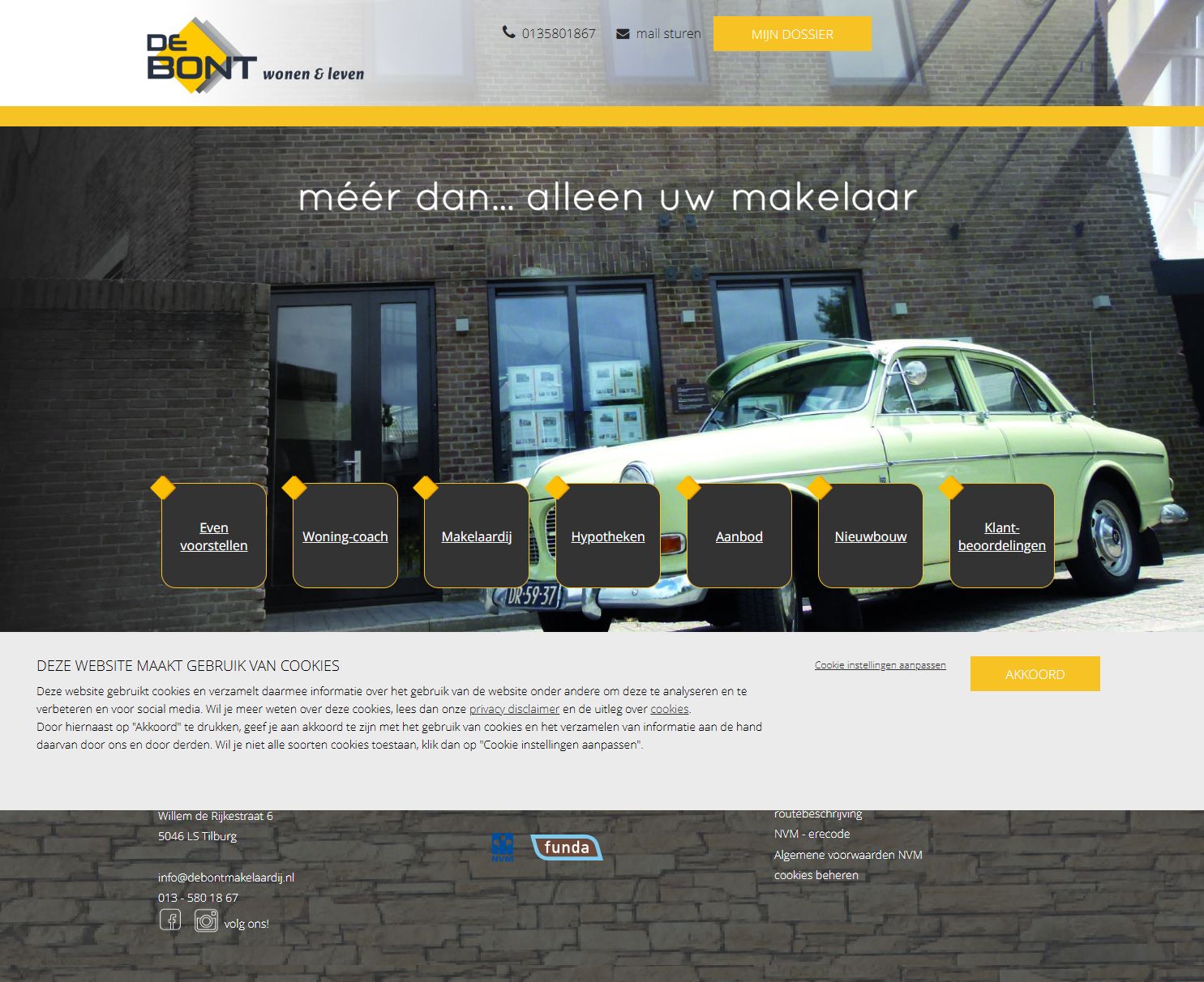 Screenshot van de website van www.debontmakelaardij.nl