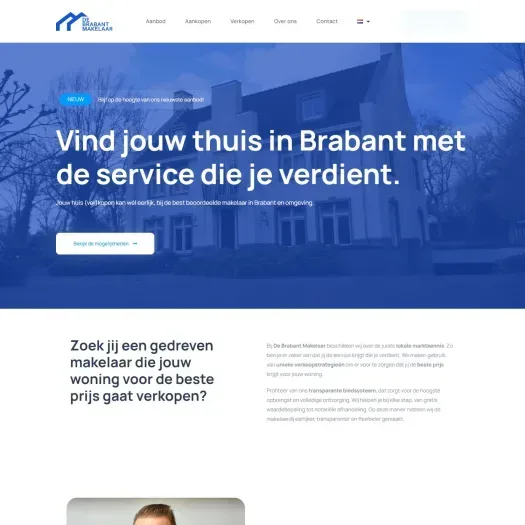 Screenshot van de website van www.debrabantmakelaar.nl