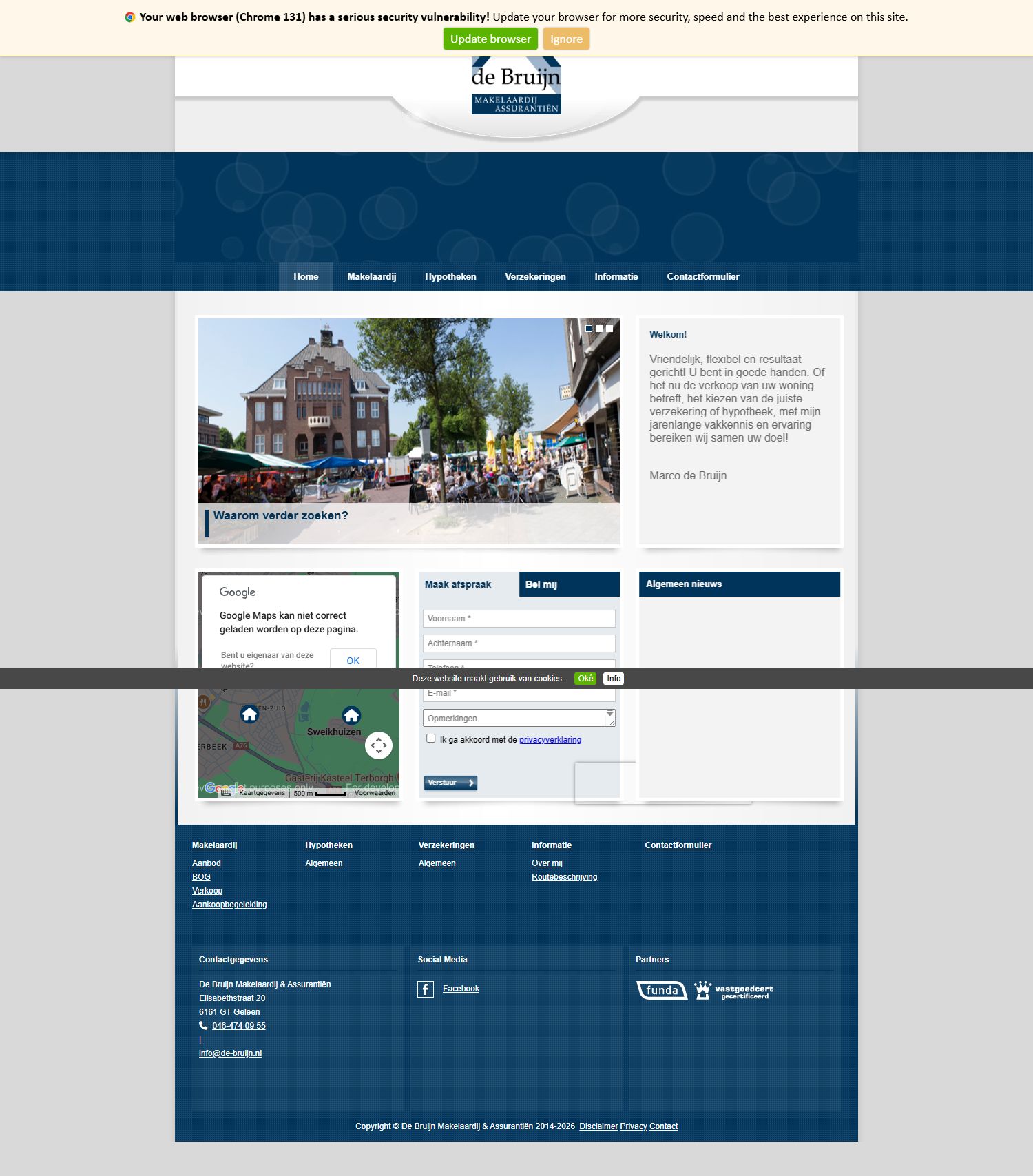 Screenshot van de website van www.de-bruijn.nl