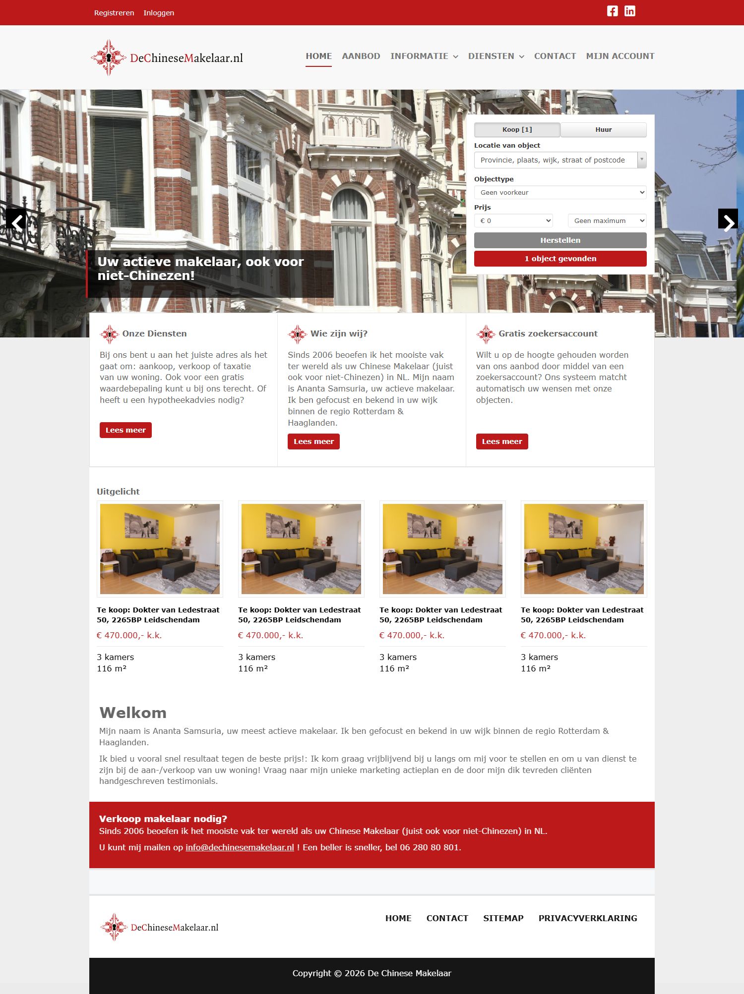 Screenshot van de website van www.dechinesemakelaar.nl