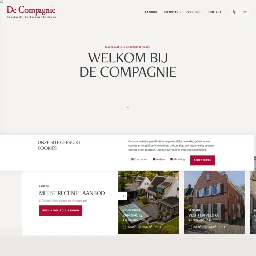 Screenshot van de website van www.decompagnie.nl