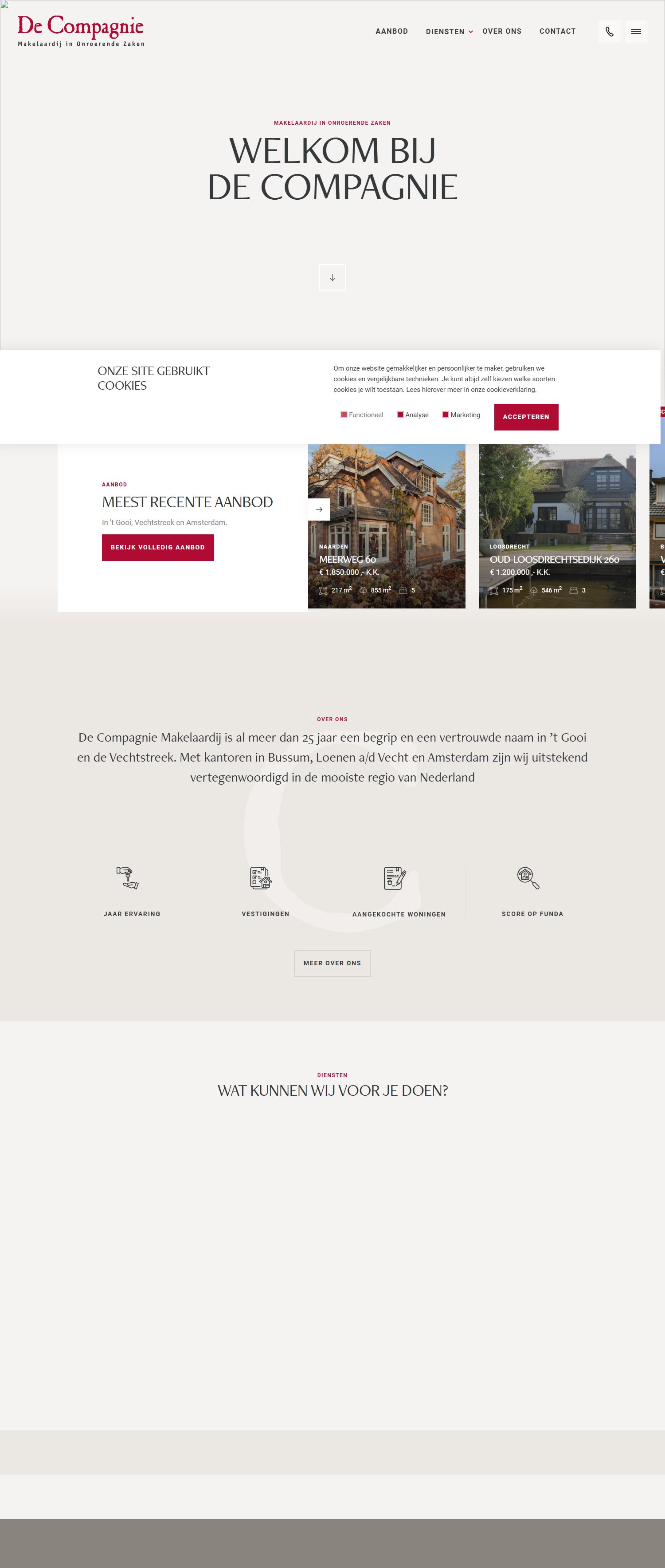Screenshot van de website van www.decompagnie.nl