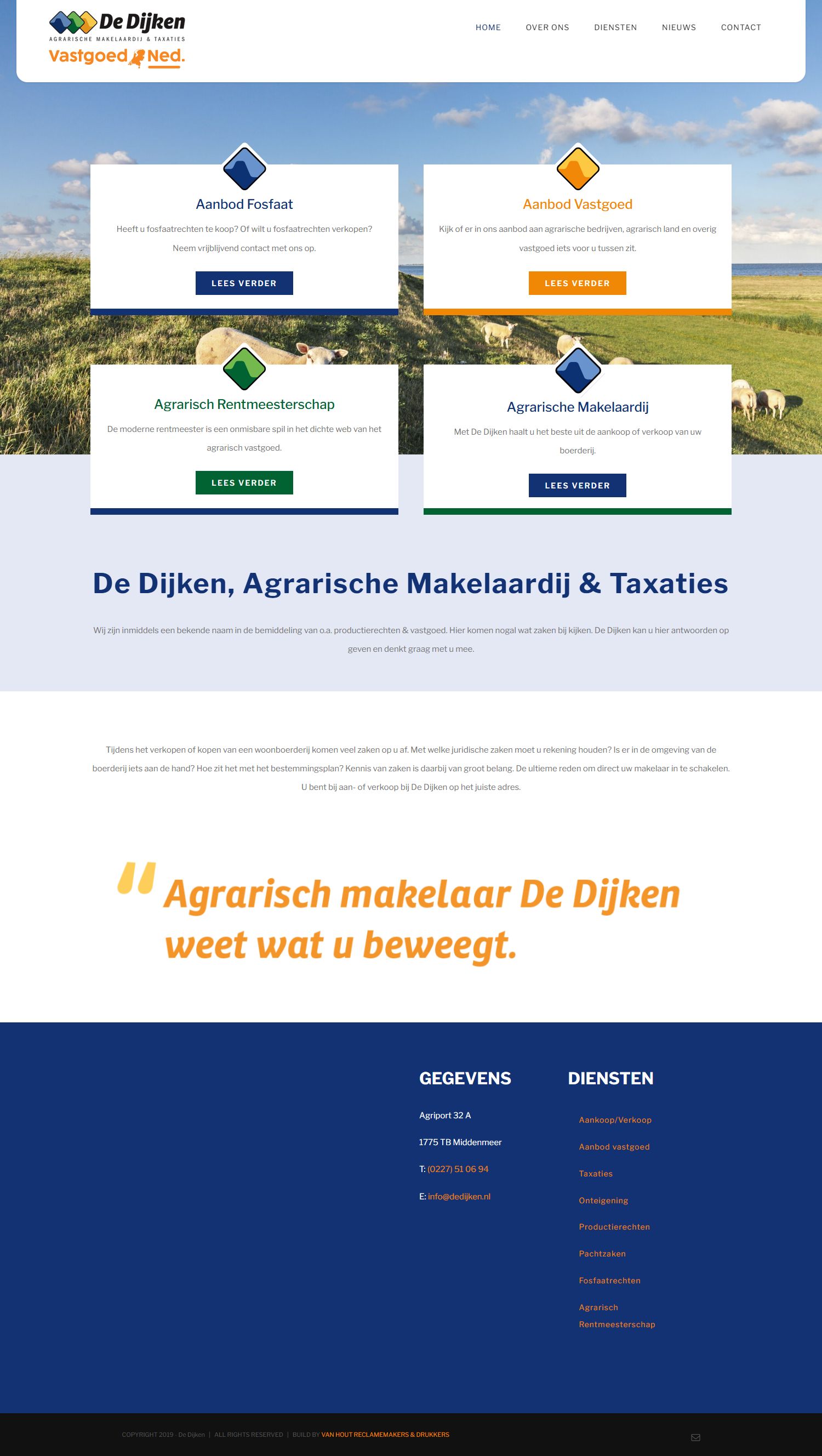 Screenshot van de website van www.dedijken.nl