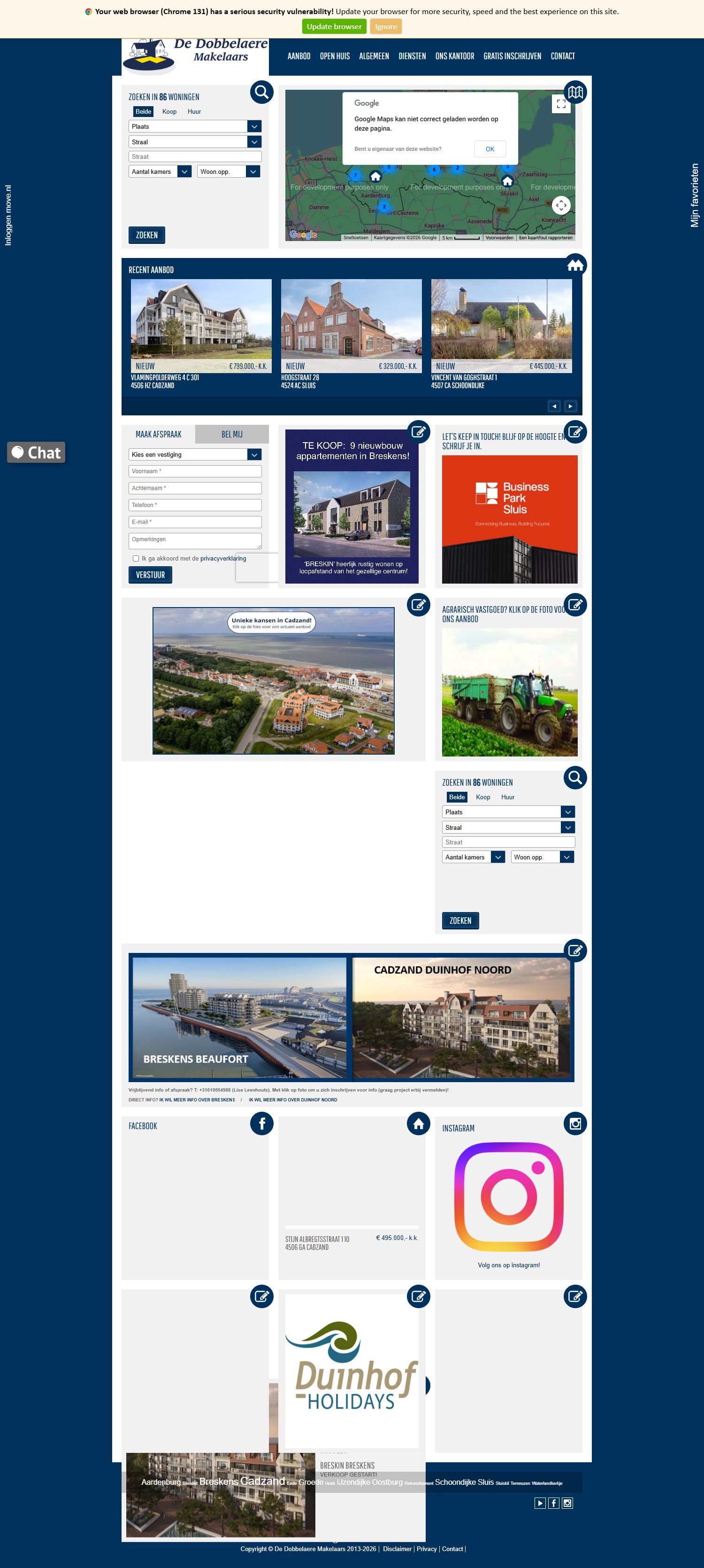 Screenshot van de website van www.dedobbelaere.nl