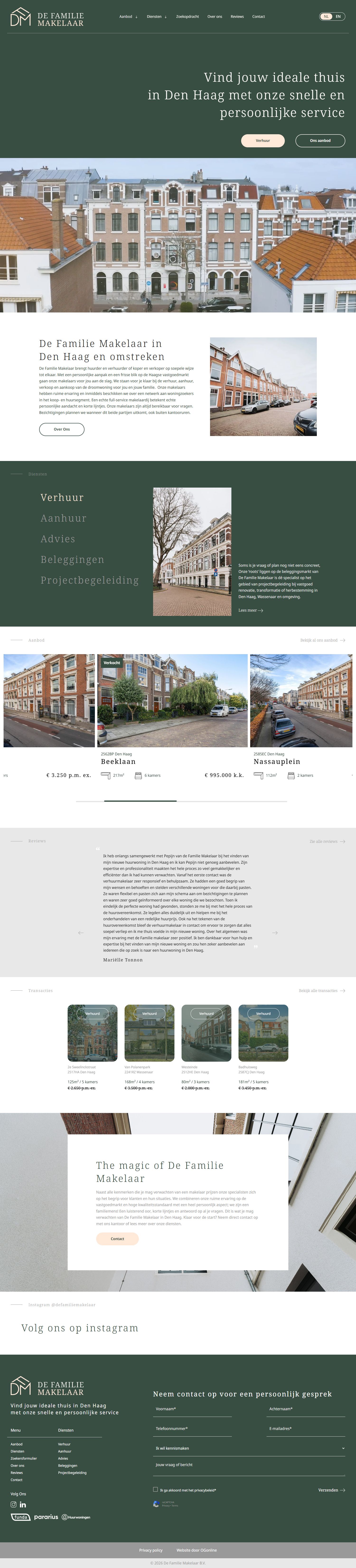 Screenshot van de website van www.defamiliemakelaar.nl