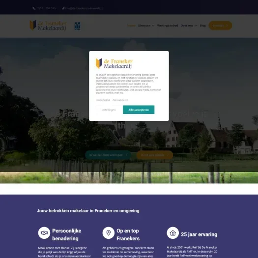 Screenshot of the website of www.defranekermakelaardij.nl