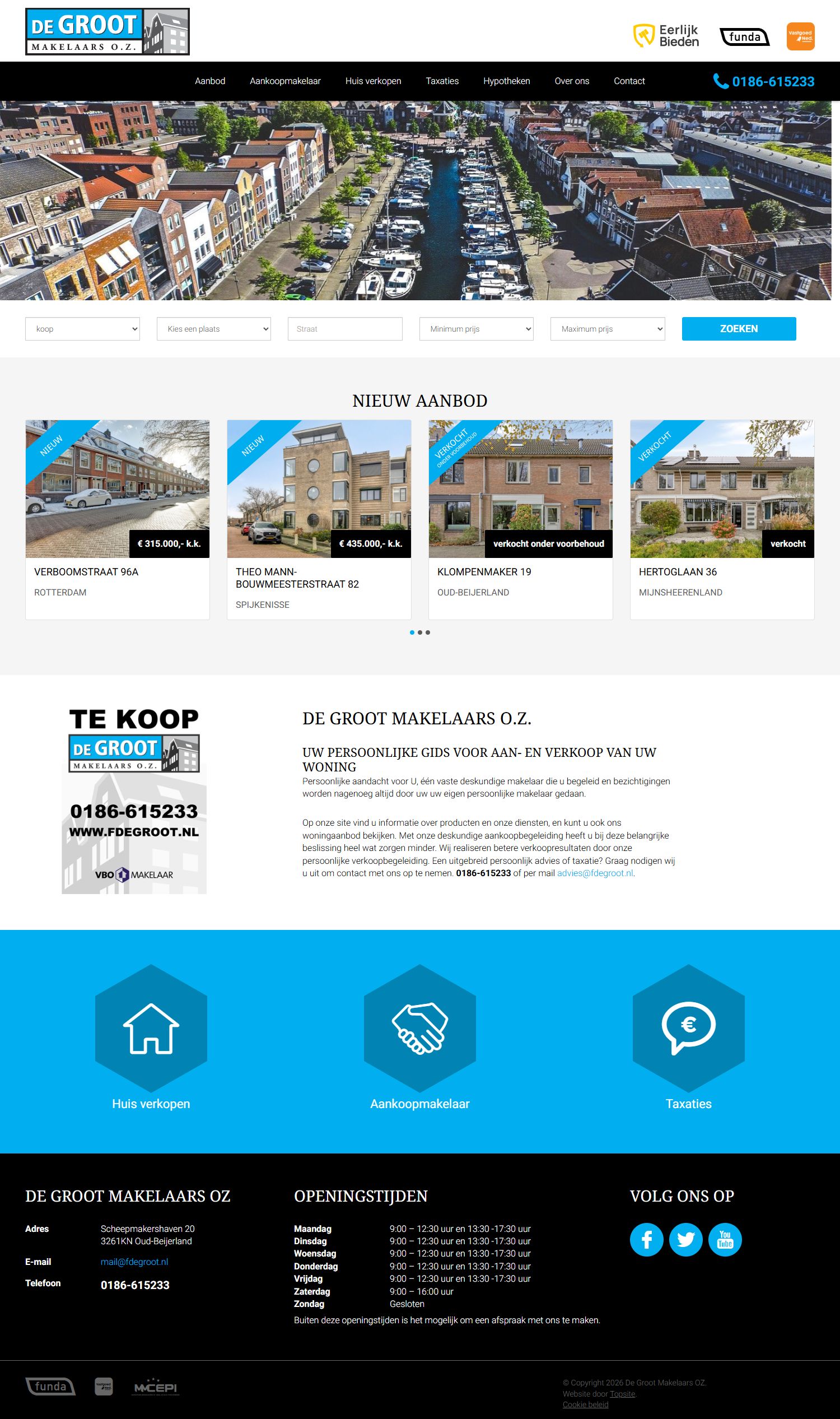 Screenshot van de website van www.degrootmakelaarsoz.nl