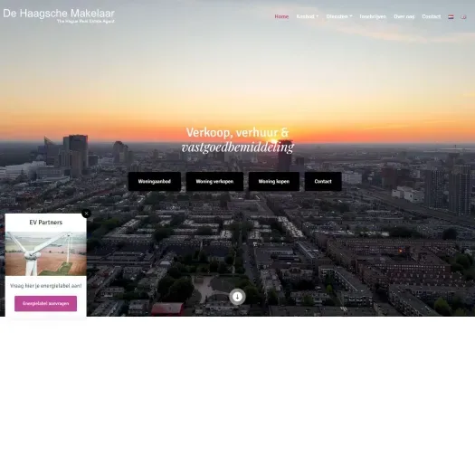 Screenshot of the website of www.dehaagschemakelaar.nl