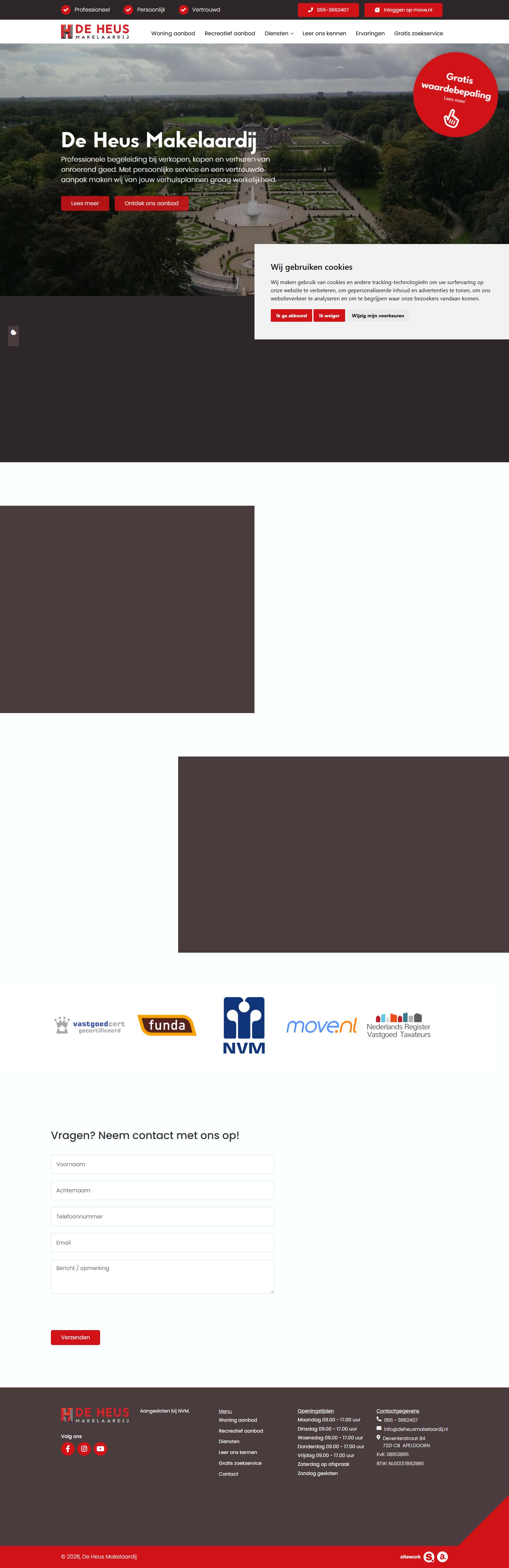 Screenshot van de website van www.deheusmakelaardij.nl
