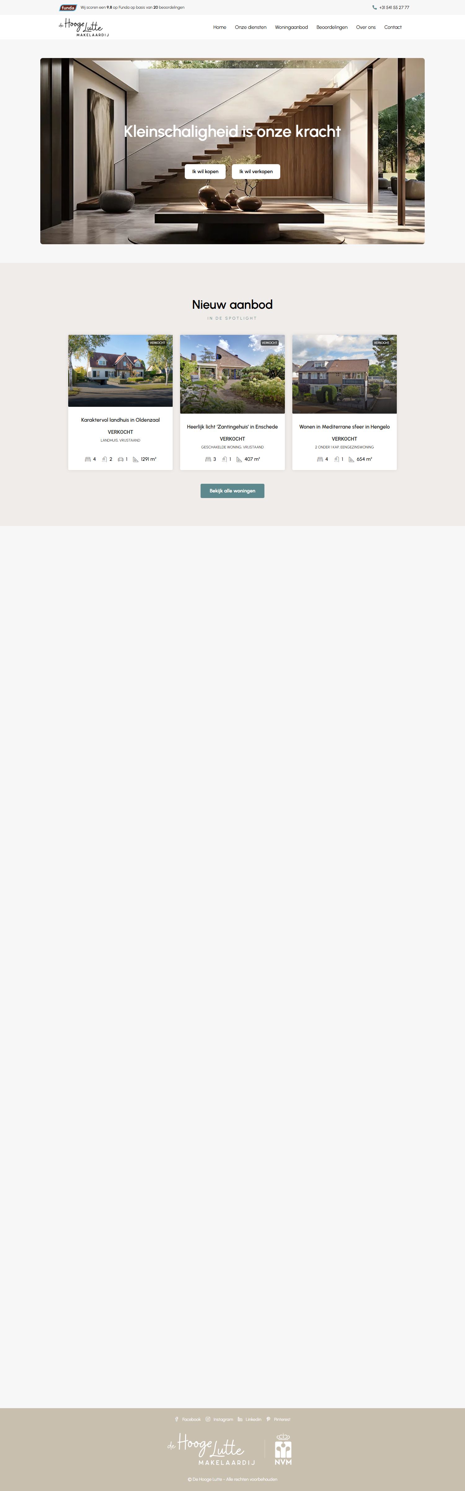 Screenshot van de website van www.dehoogelutte.nl