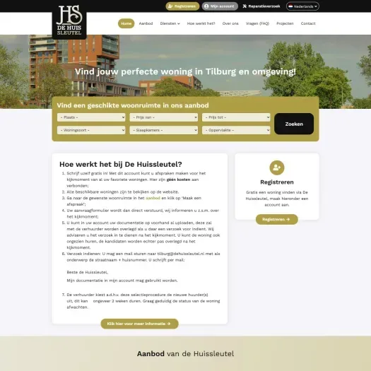 Capture d'écran du site web de dehuissleutel.nl