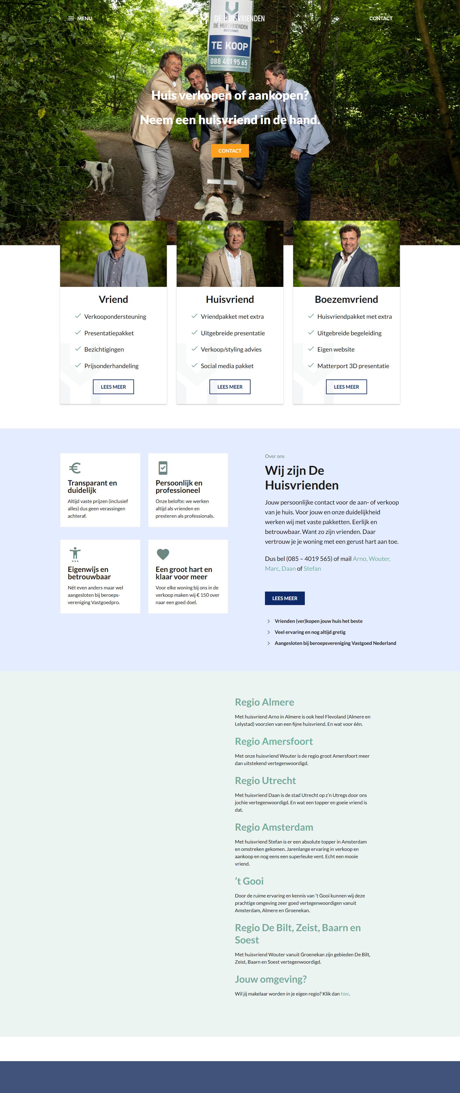 Screenshot van de website van www.dehuisvriendenmakelaars.nl