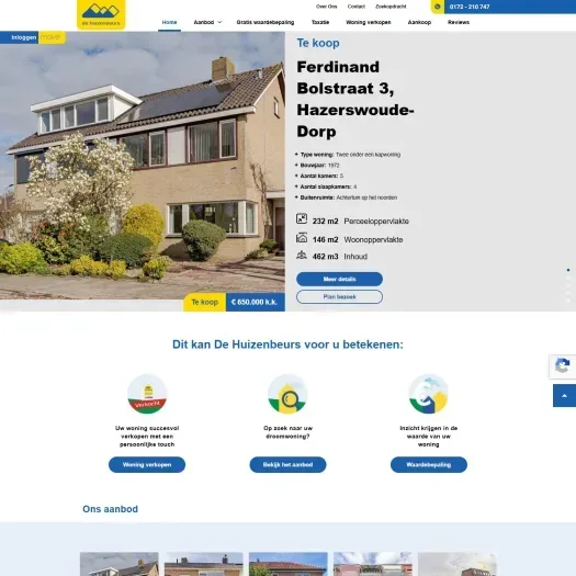 Screenshot van de website van www.de-huizenbeurs.nl