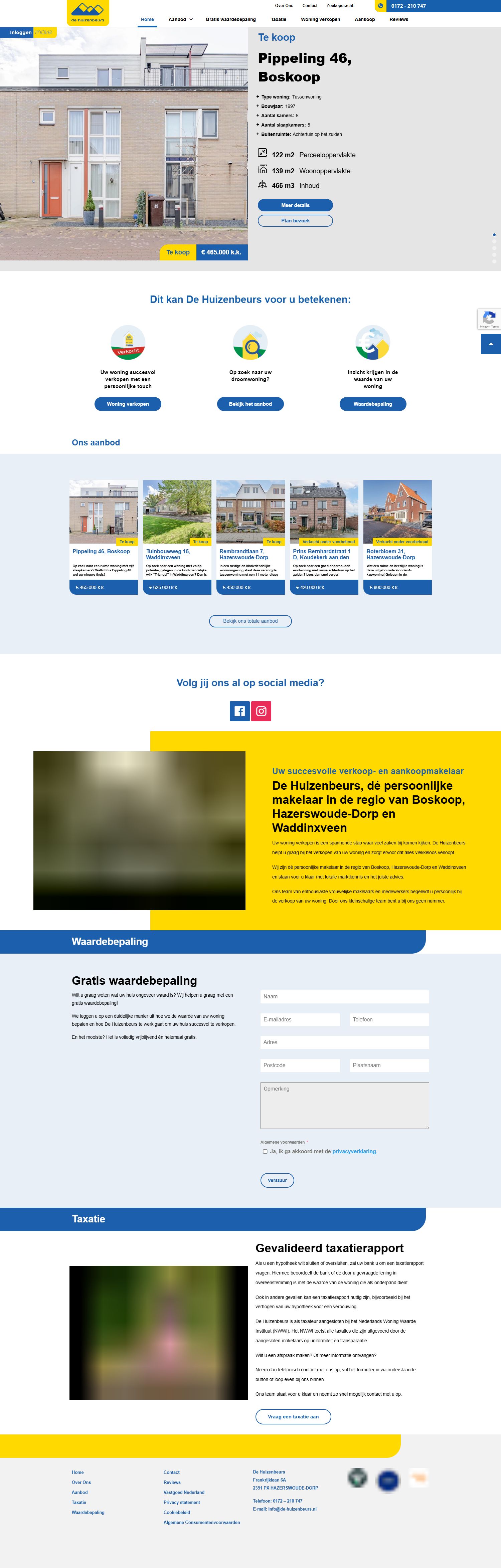 Screenshot van de website van www.de-huizenbeurs.nl