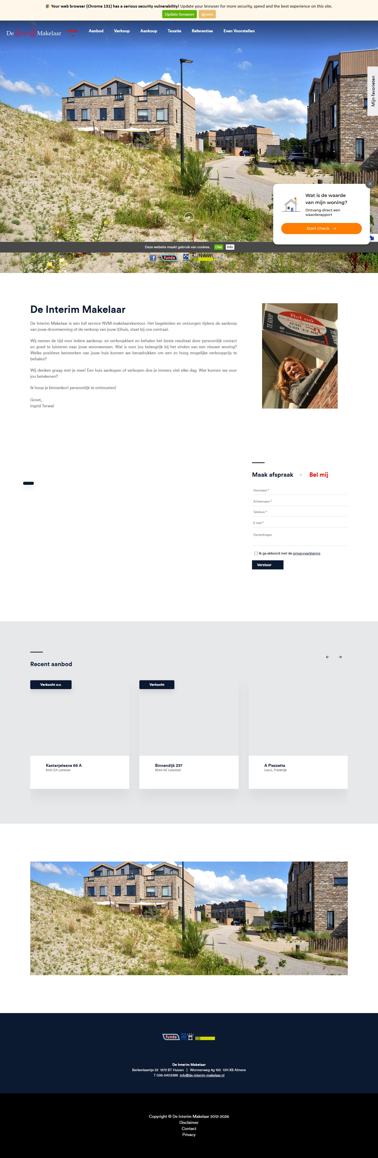Screenshot van de website van www.de-interim-makelaar.nl