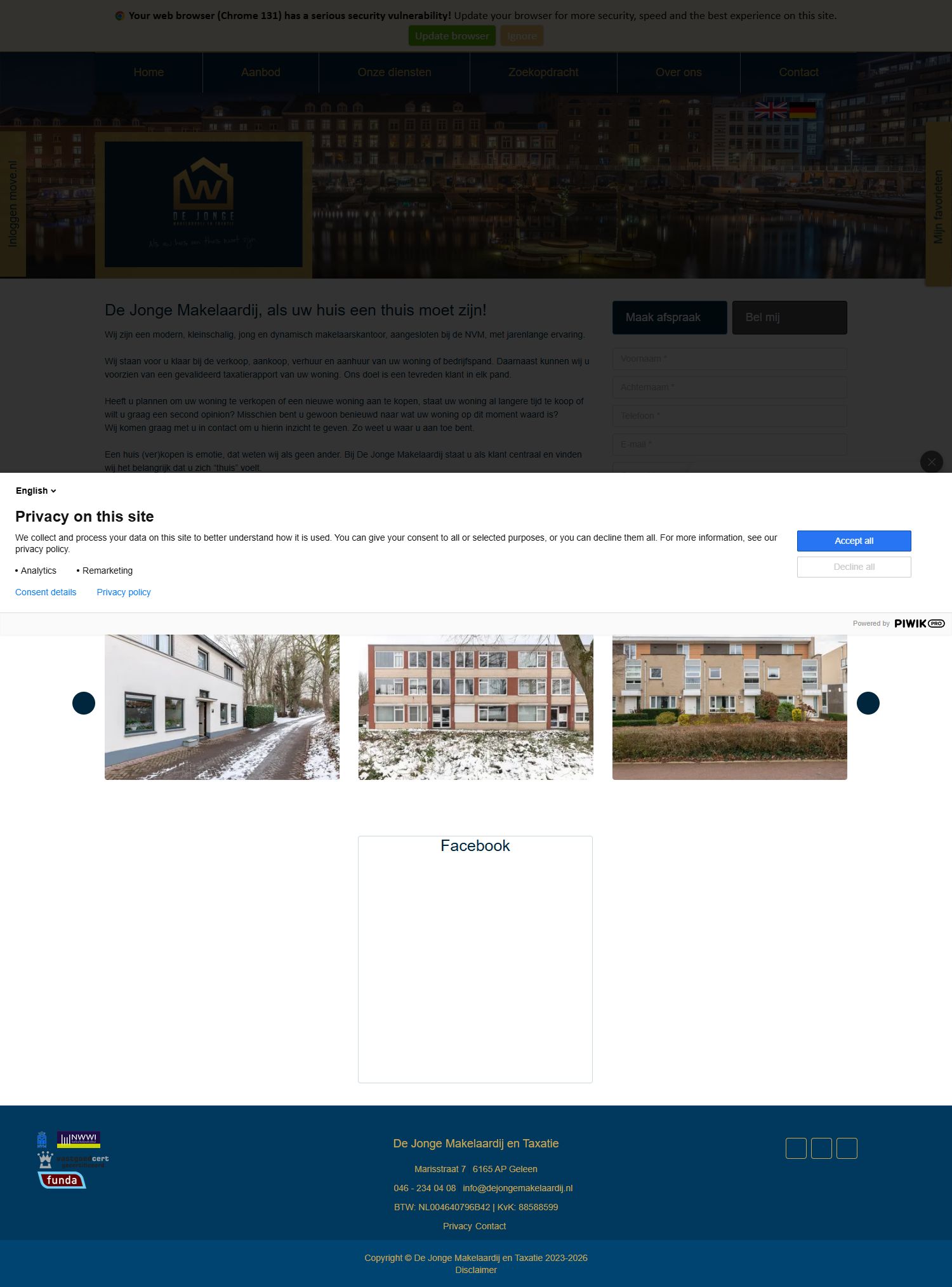 Screenshot van de website van www.dejongemakelaardij.nl