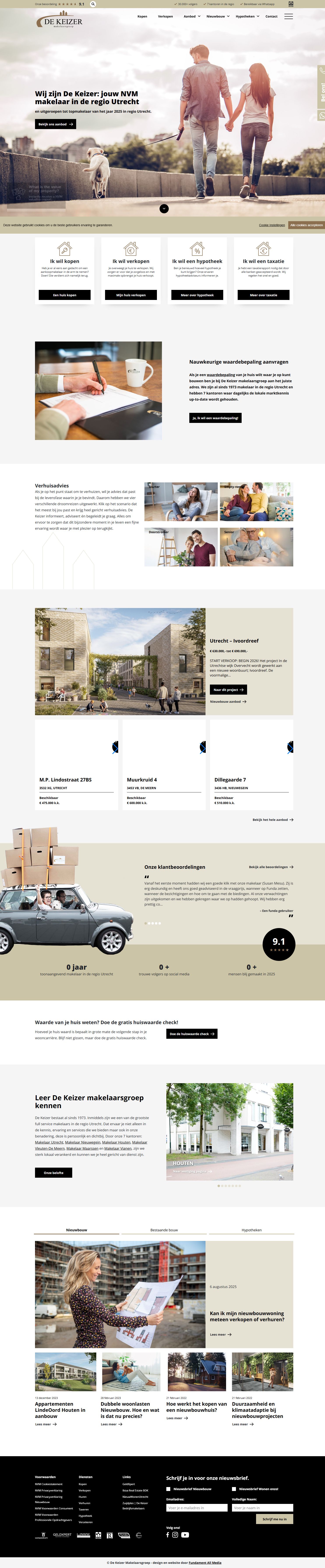 Screenshot van de website van www.dekeizer.nl