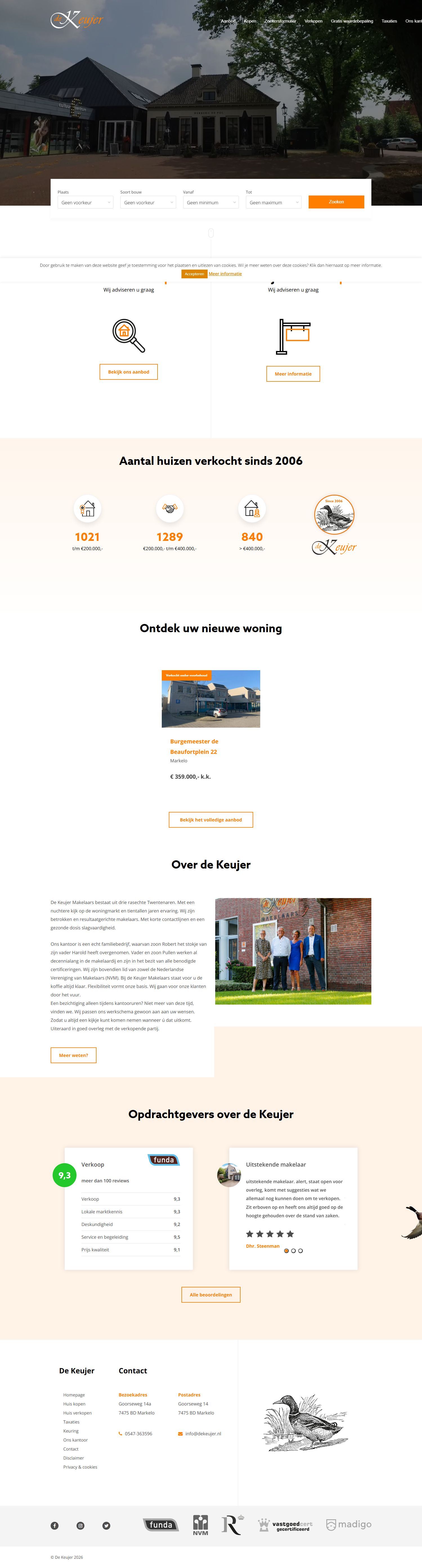 Screenshot van de website van www.dekeujer.nl