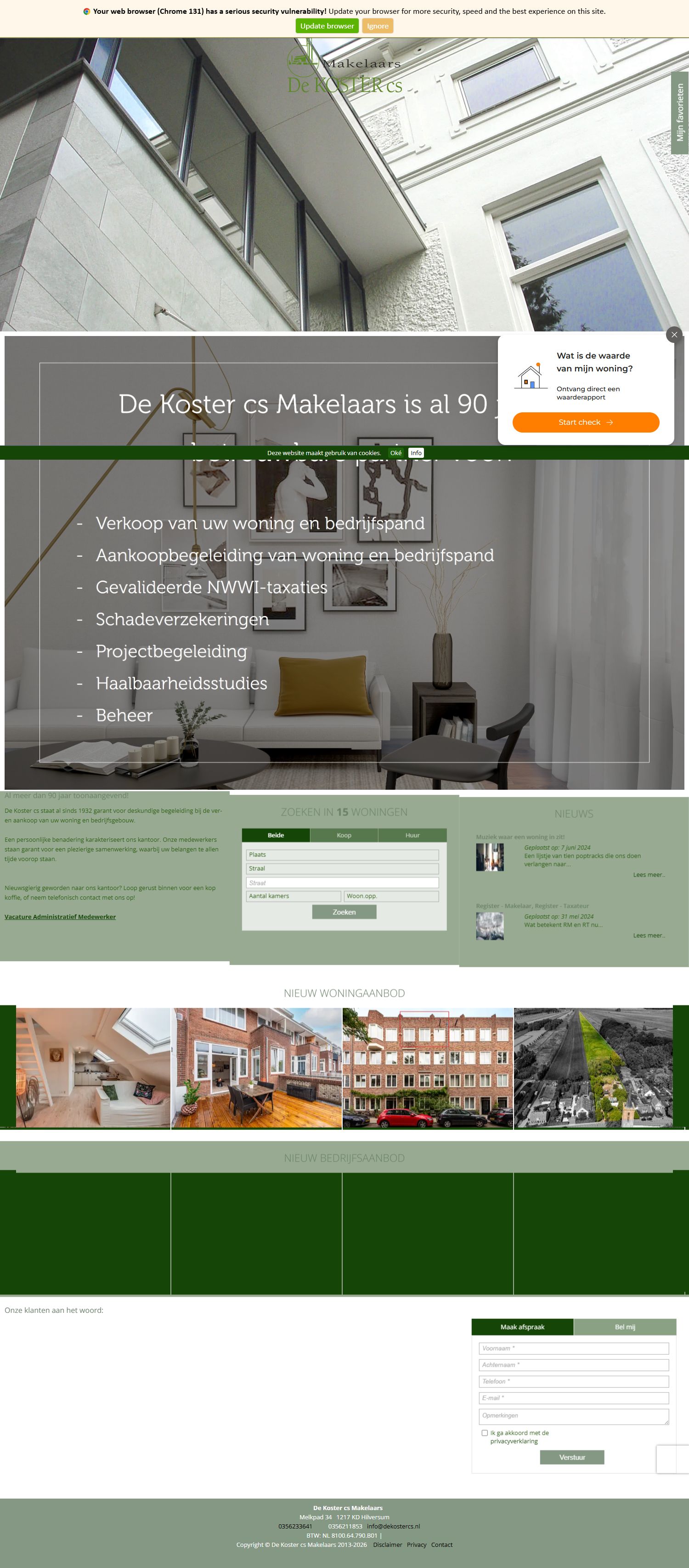 Screenshot van de website van www.dekostercs.nl