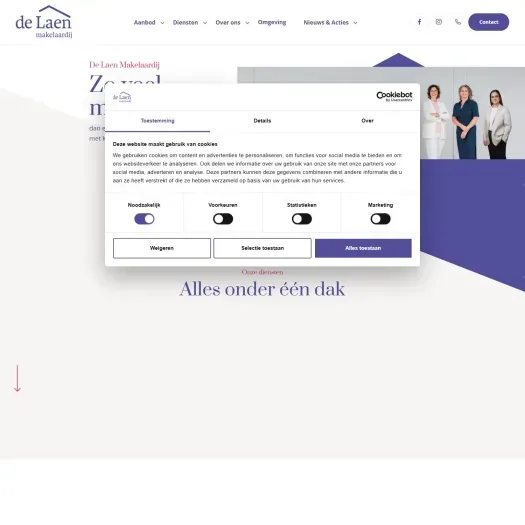 Screenshot of the website of www.delaen.nl
