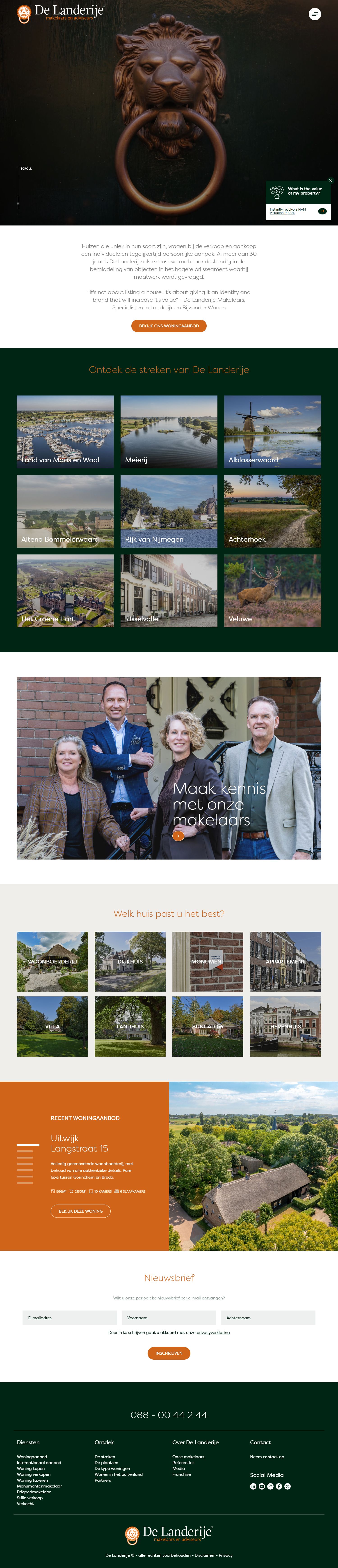 Screenshot van de website van www.landerije.nl