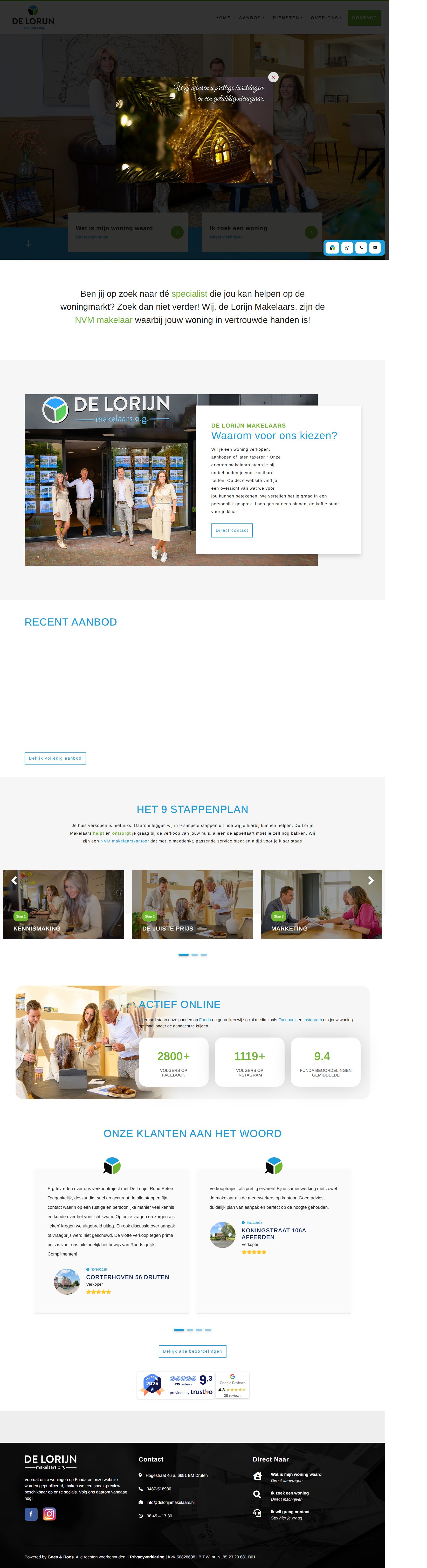 Screenshot van de website van www.delorijnmakelaars.nl