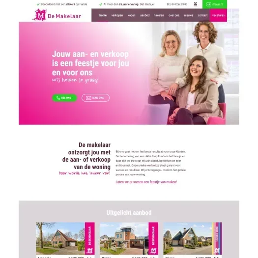 Screenshot of the website of www.demakelaar.nl