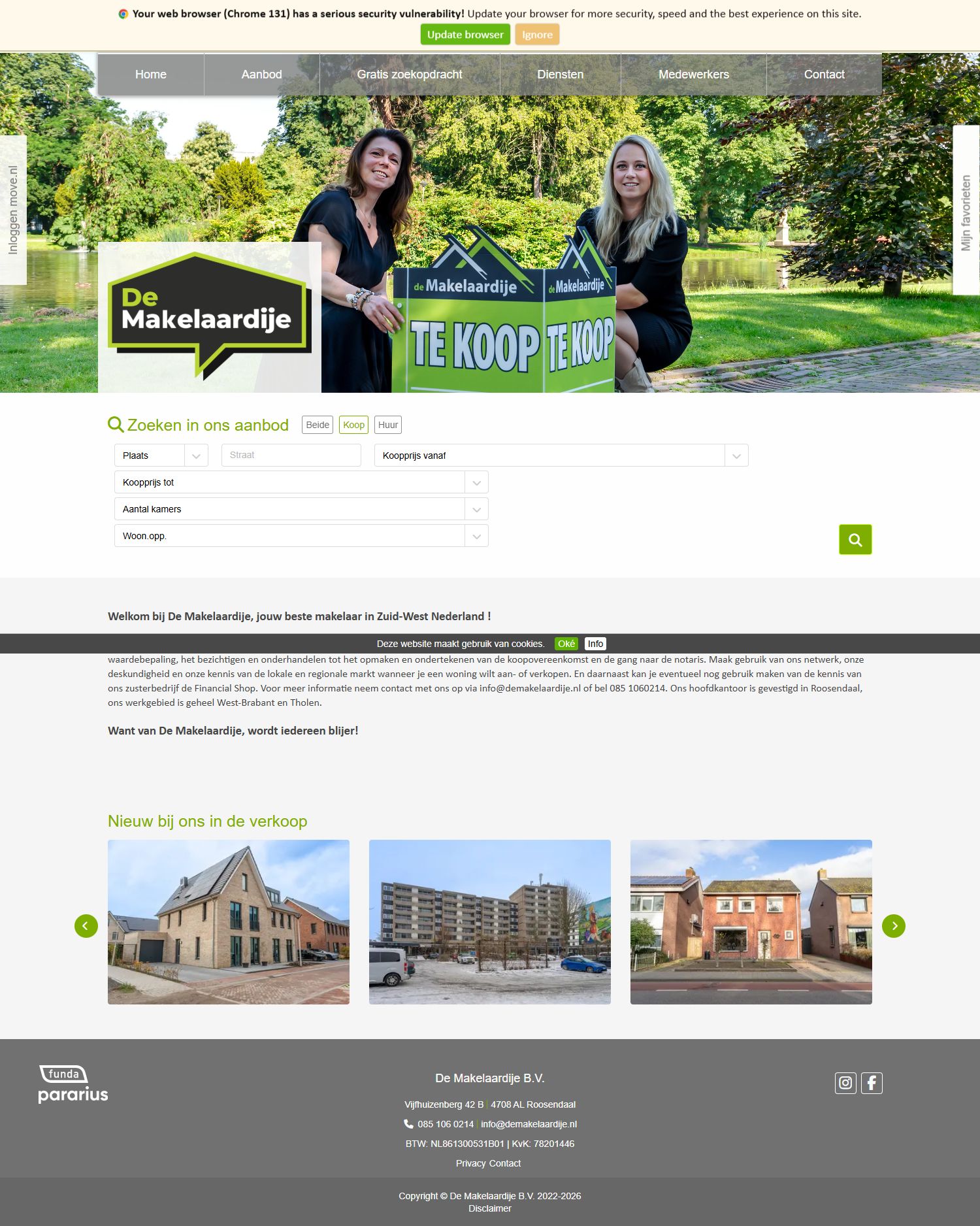 Screenshot van de website van www.demakelaardije.nl