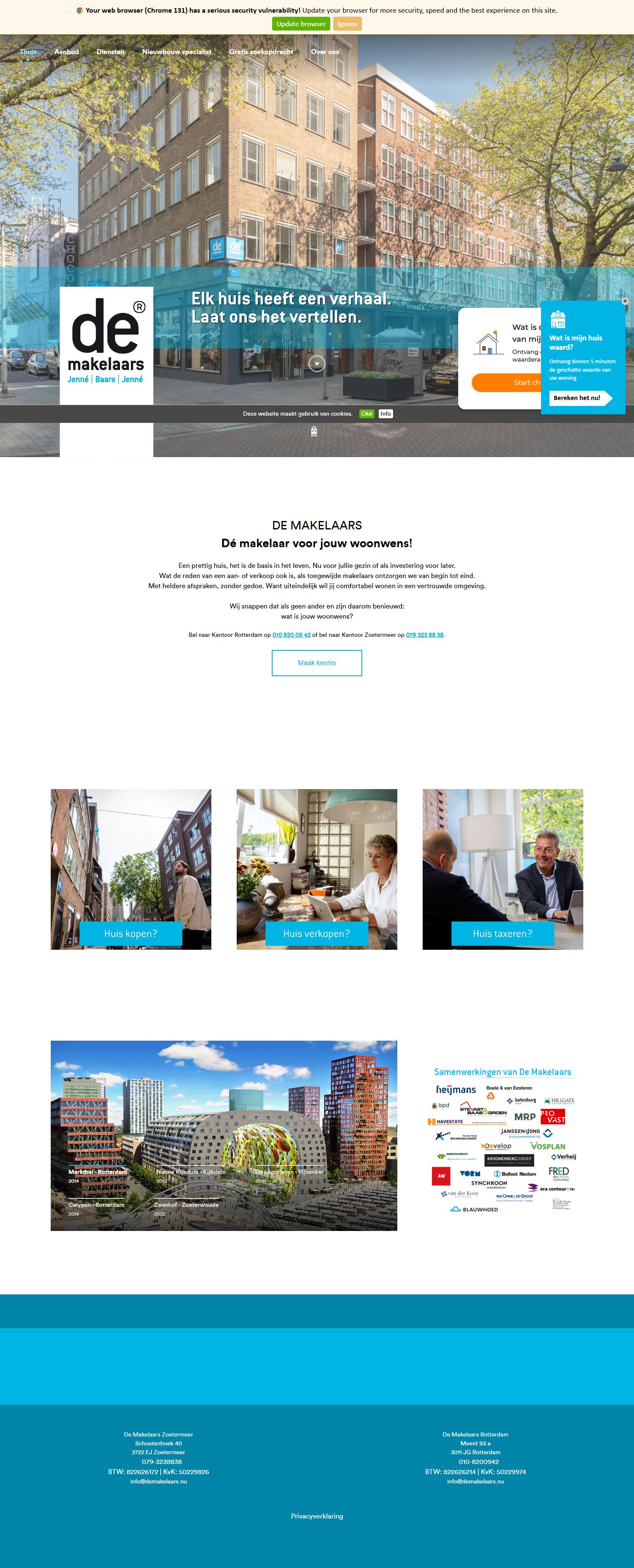 Screenshot van de website van www.demakelaars.nu