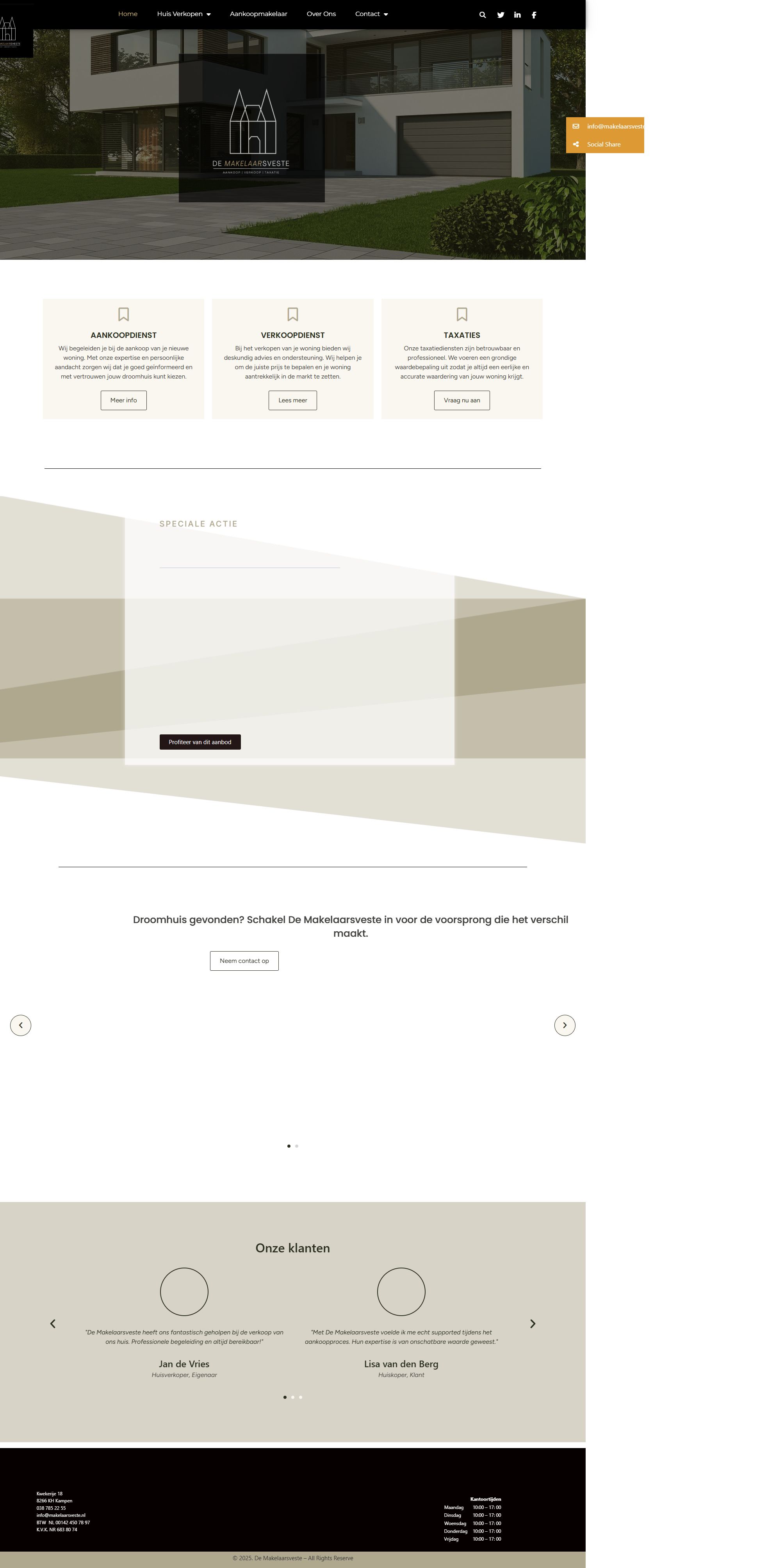 Screenshot van de website van www.makelaarsveste.nl