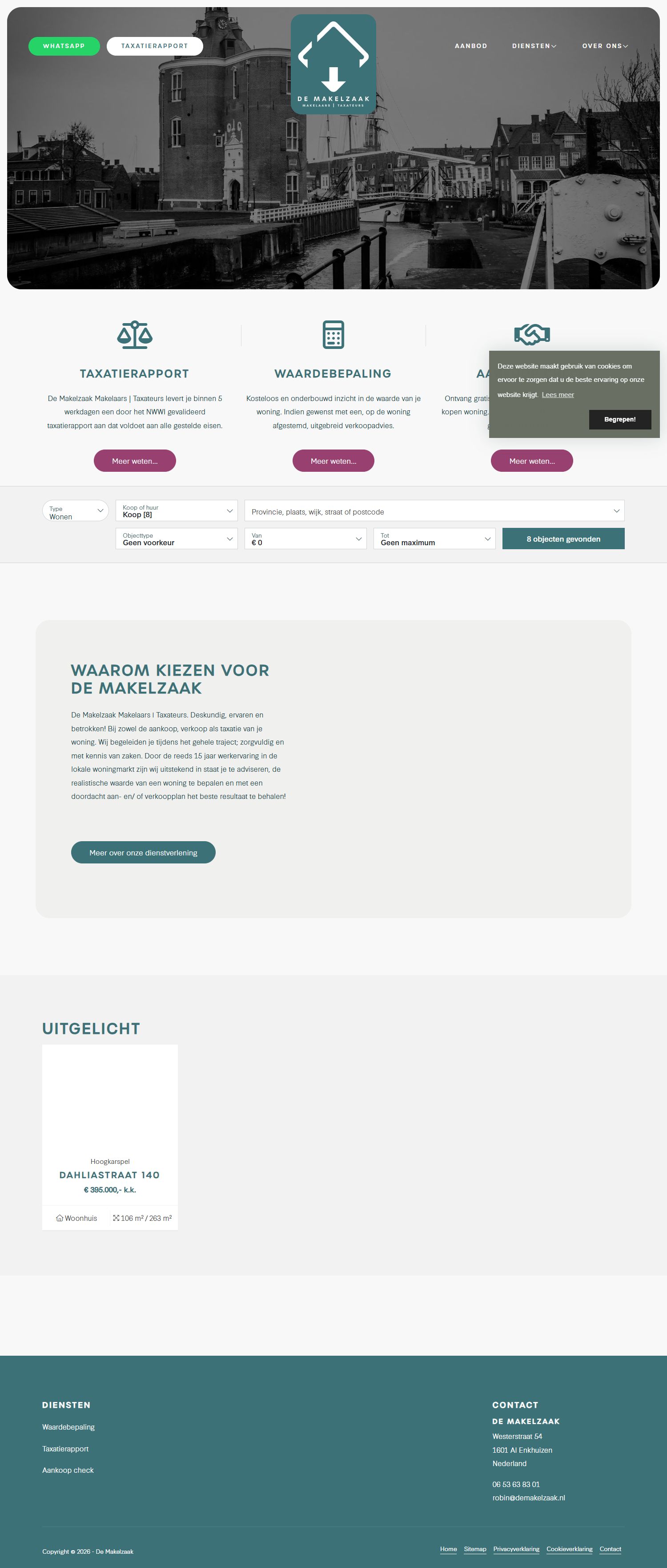 Screenshot van de website van www.demakelzaak.nl