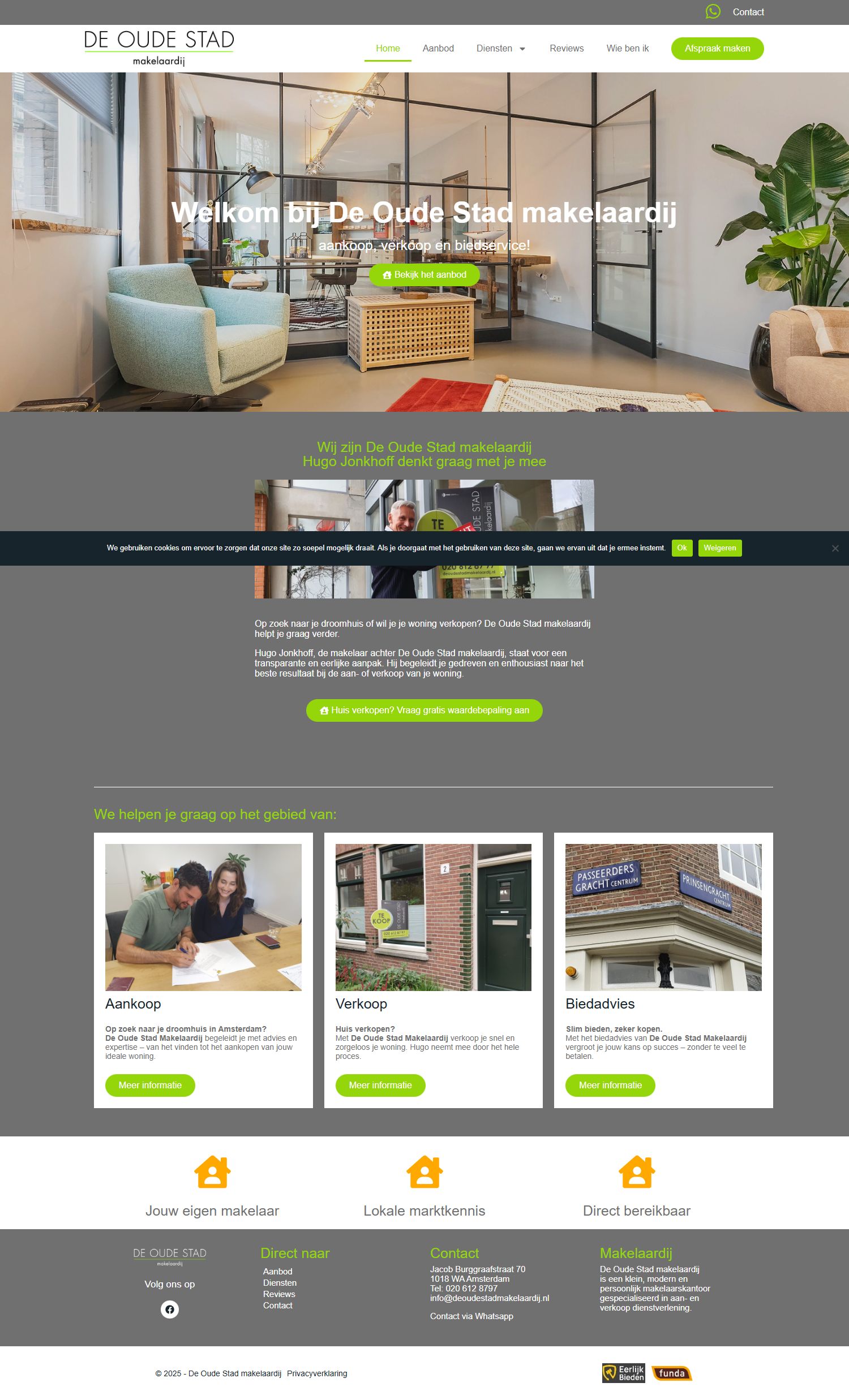 Screenshot van de website van www.deoudestadmakelaardij.nl