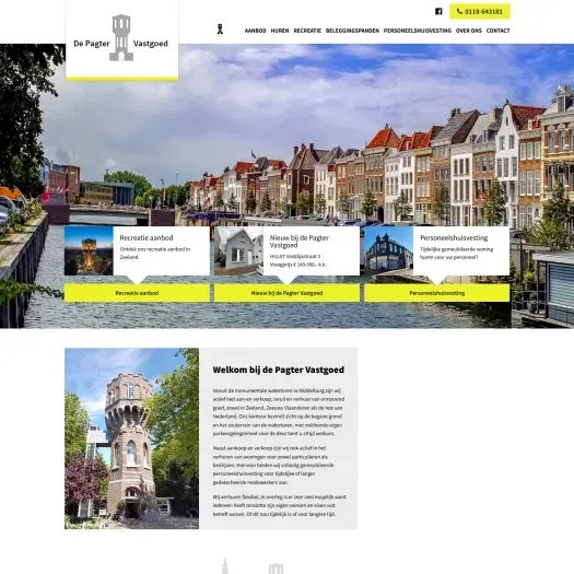Screenshot van de website van www.depagtervastgoed.nl