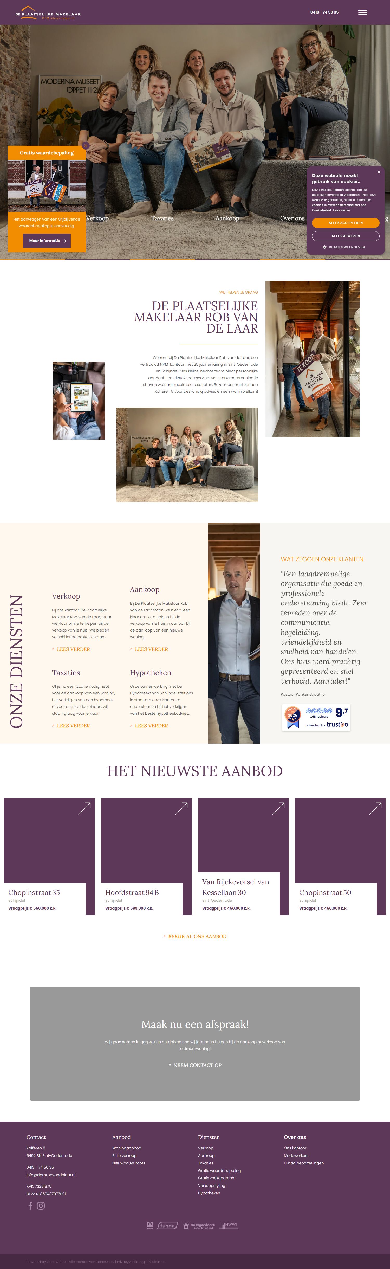 Screenshot van de website van www.dpmrobvandelaar.nl