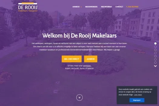 Screenshot van de website van www.derooijmakelaars.nl
