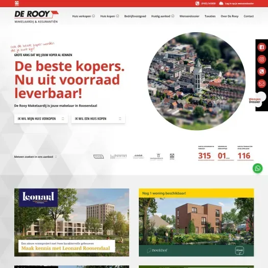 Screenshot der Website von www.derooymakelaardij.nl
