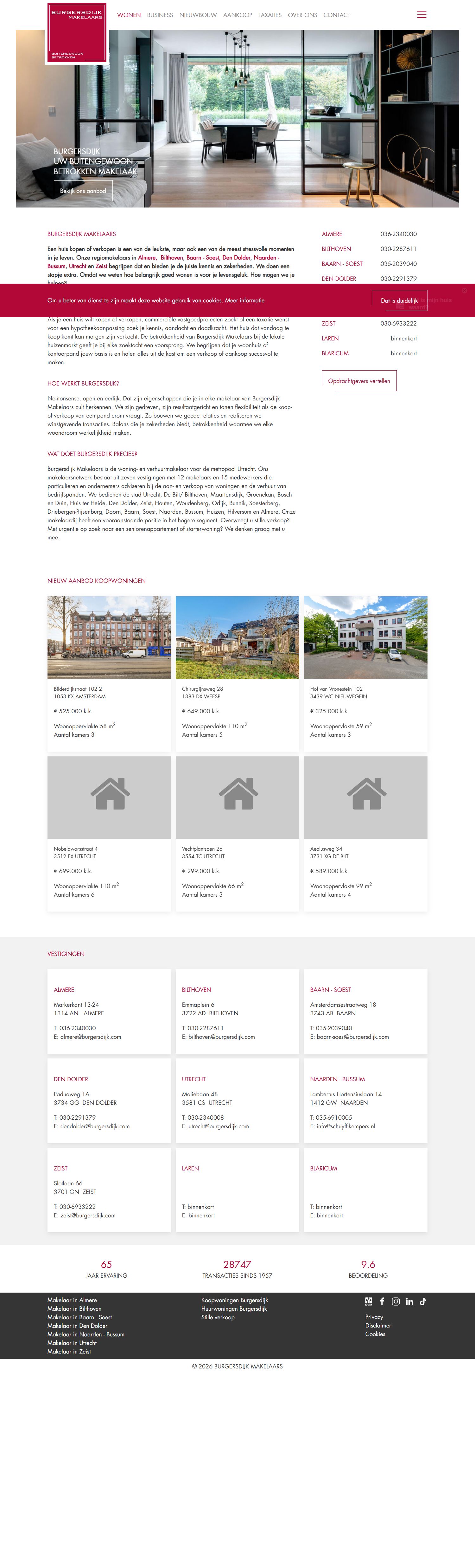Screenshot van de website van www.deruitermakelaars.nl