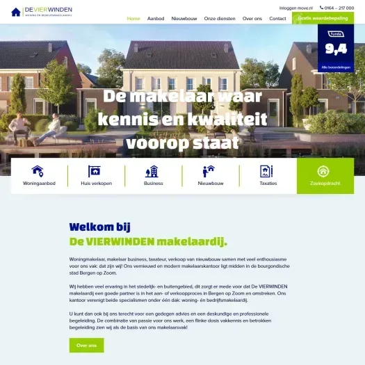 Screenshot van de website van www.devierwindenmakelaardij.nl
