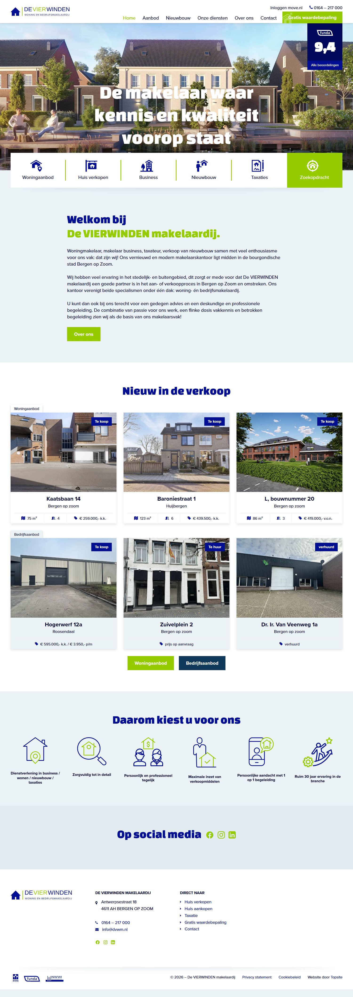 Screenshot van de website van www.devierwindenmakelaardij.nl